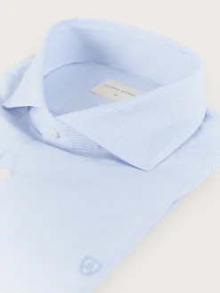 CAMISA COMFORT MICRO RAYAS CELESTE