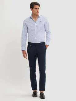 CAMISA COMFORT RAYAS AZUL