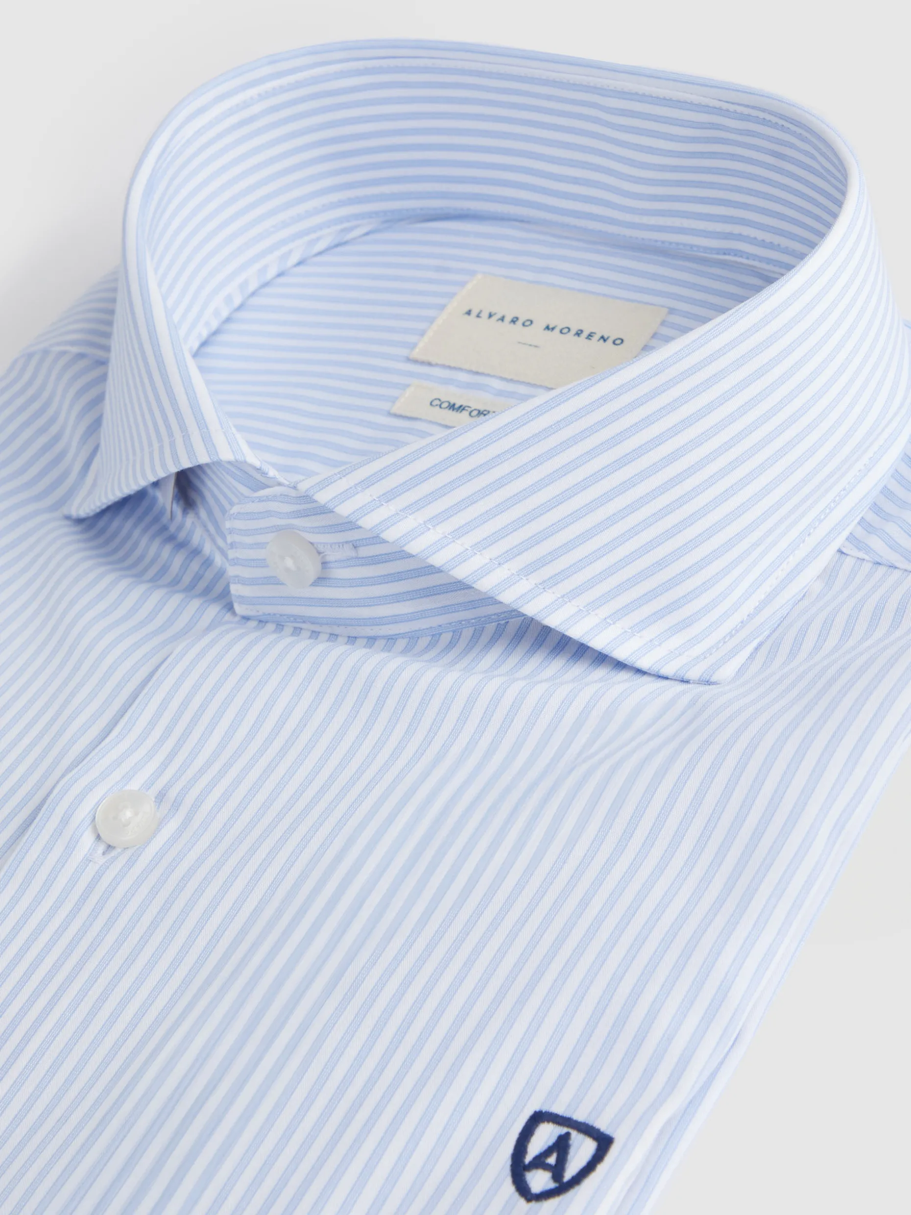 CAMISA COMFORT RAYAS CELESTE