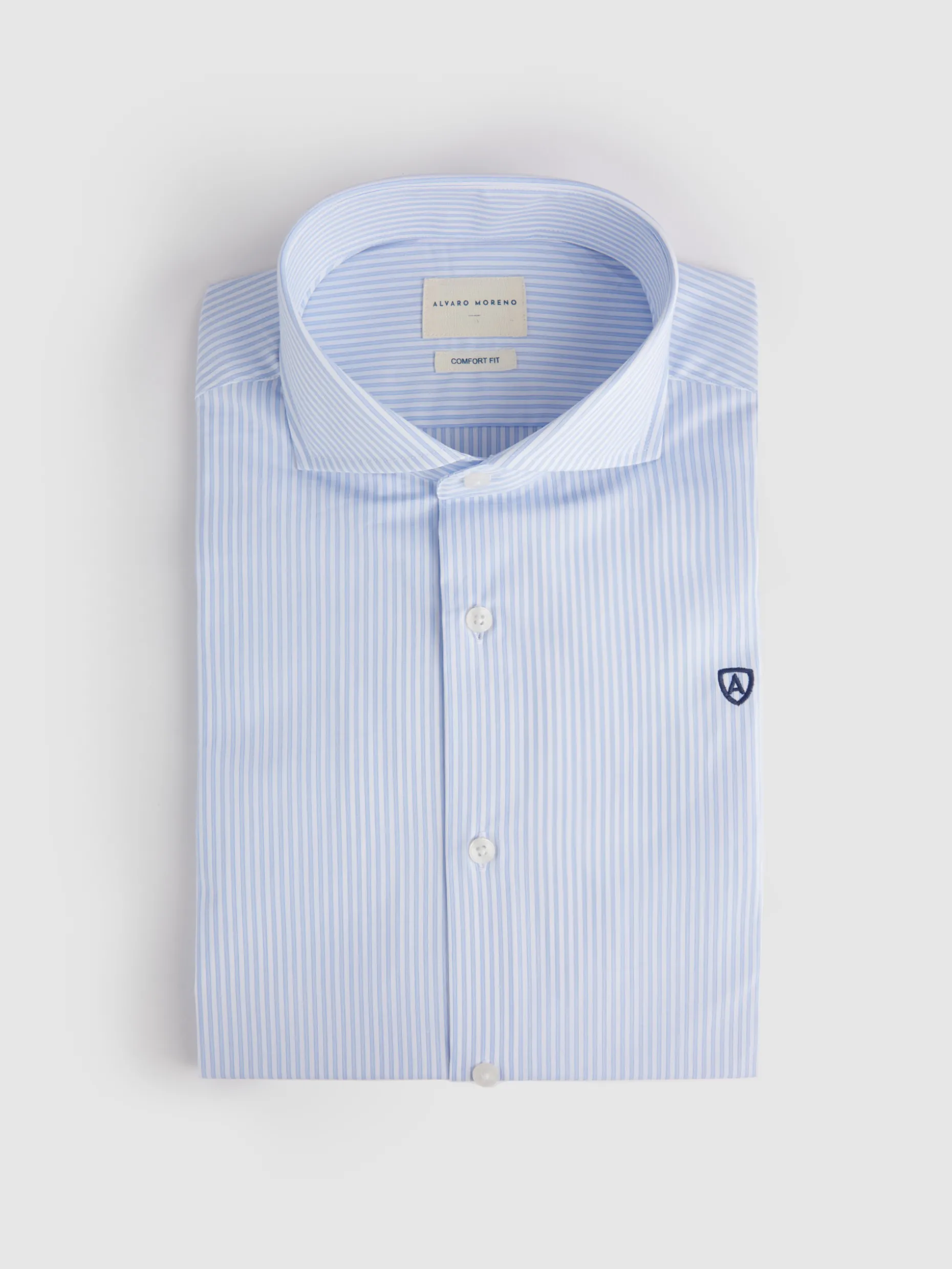 CAMISA COMFORT RAYAS CELESTE