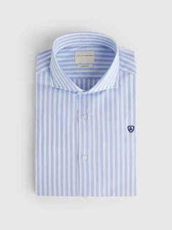 CAMISA COMFORT RAYAS CELESTE