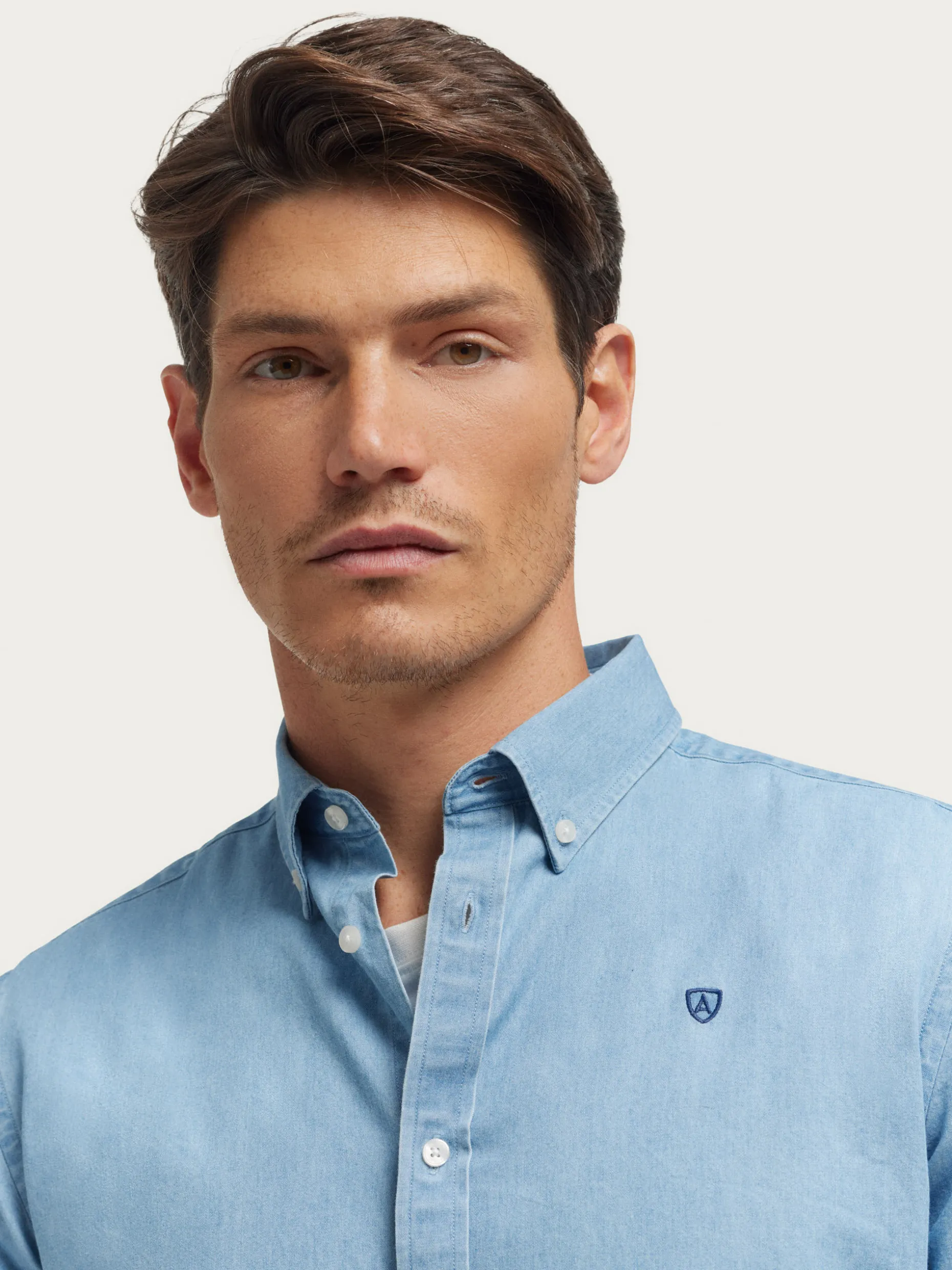 CAMISA DENIM B.DOWN CELESTE