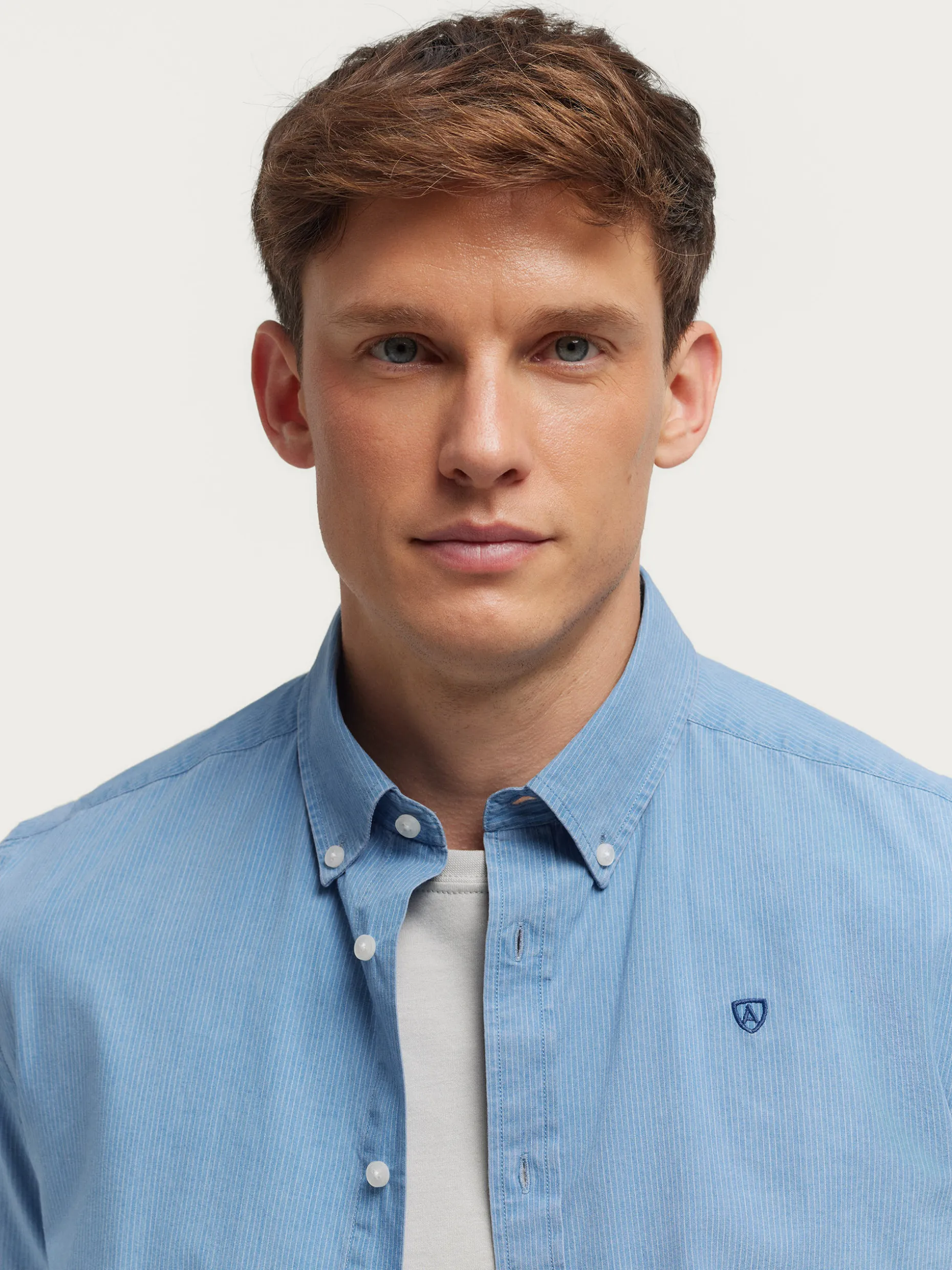 CAMISA DENIM RAYAS AZUL
