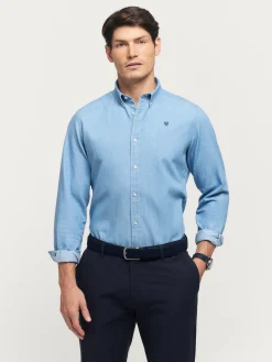 CAMISA DENIM SLUB CELESTE
