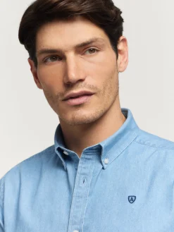 CAMISA DENIM SLUB CELESTE
