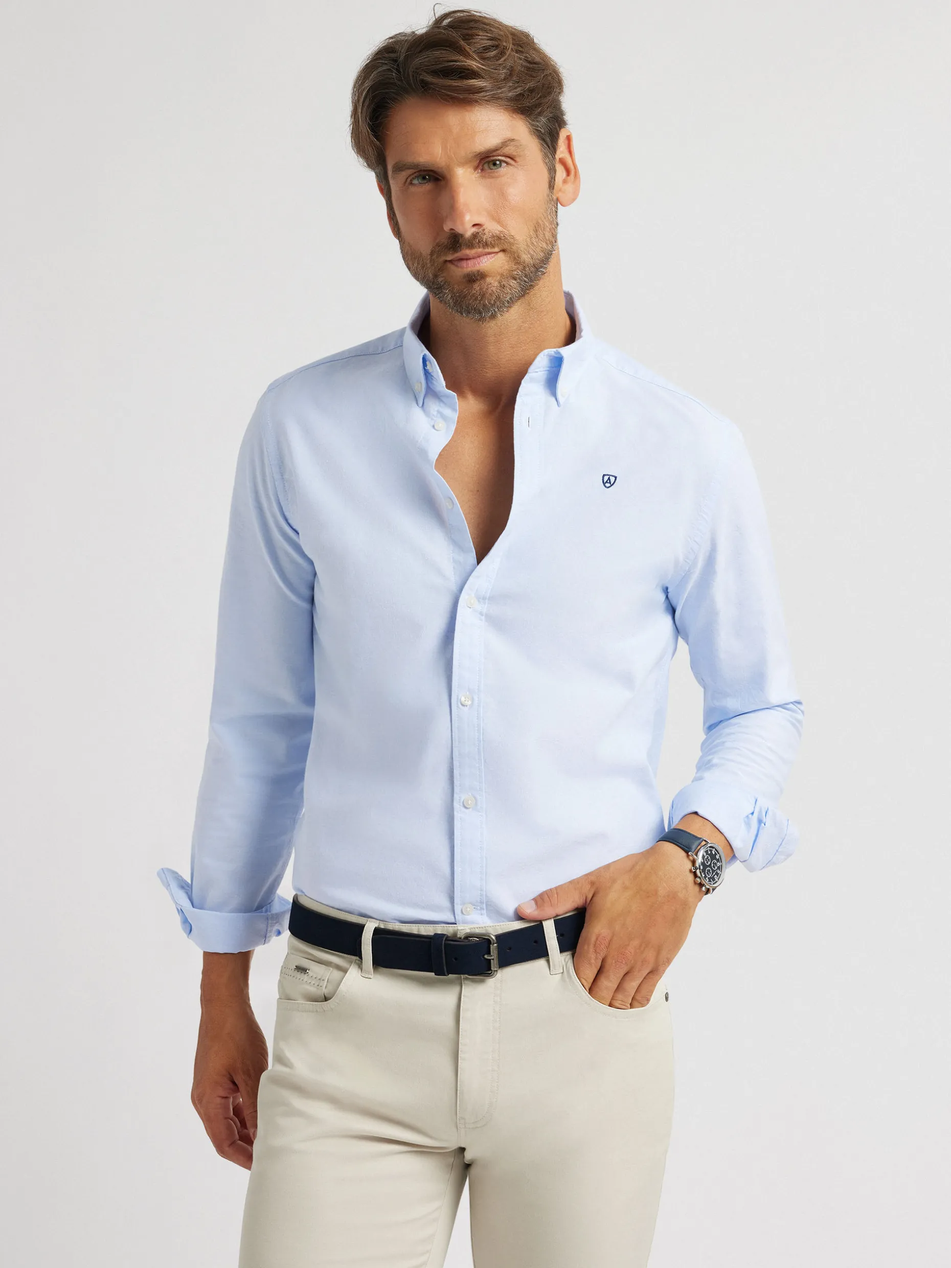 CAMISA OXFORD BASIC CELESTE