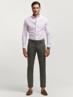 CAMISA OXFORD RAYAS ROSA