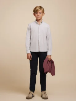 CAMISA OXFORD SOLID KIDS BEIGE