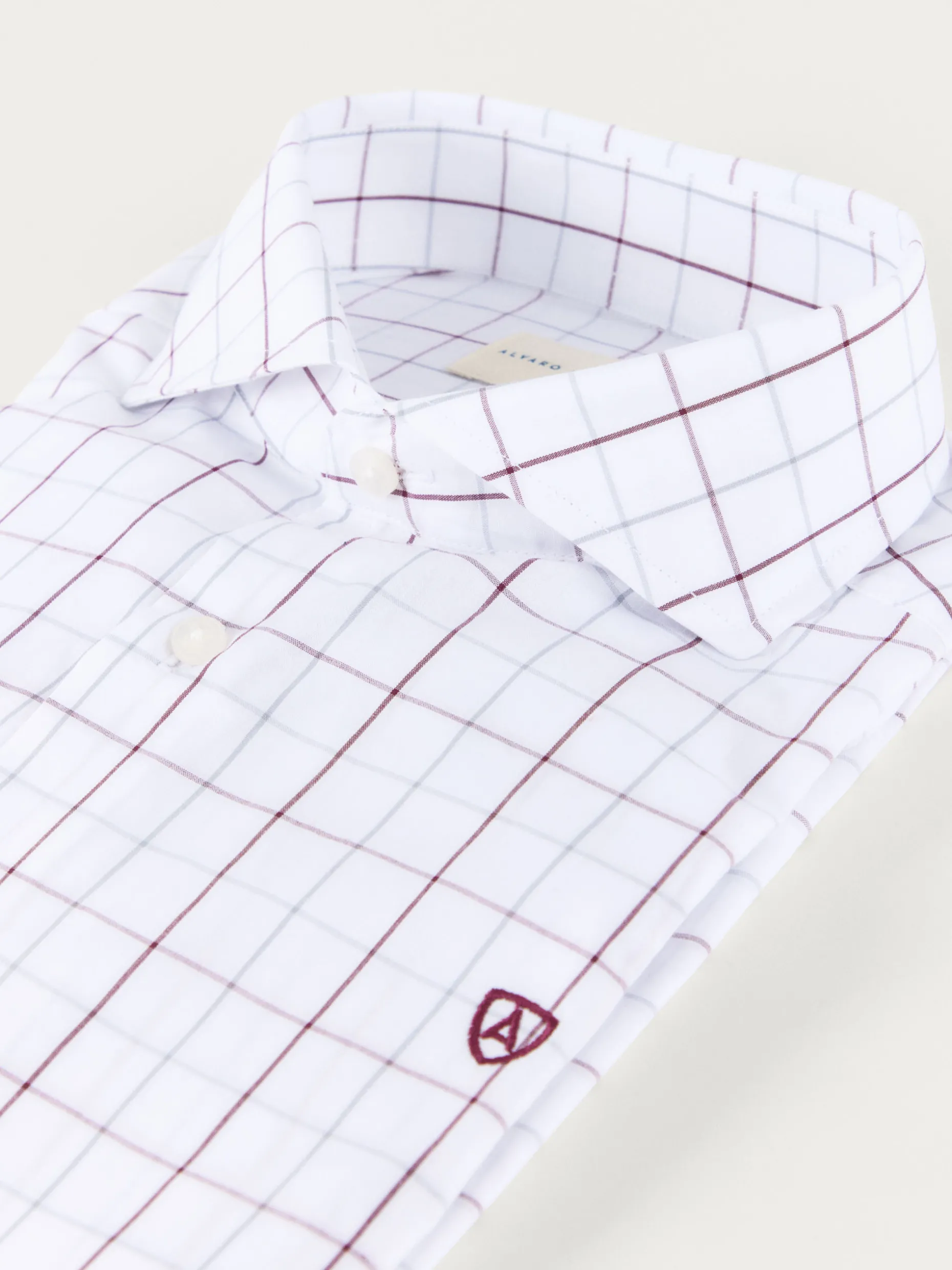 CAMISA POPELIN CUADROS BURDEOS