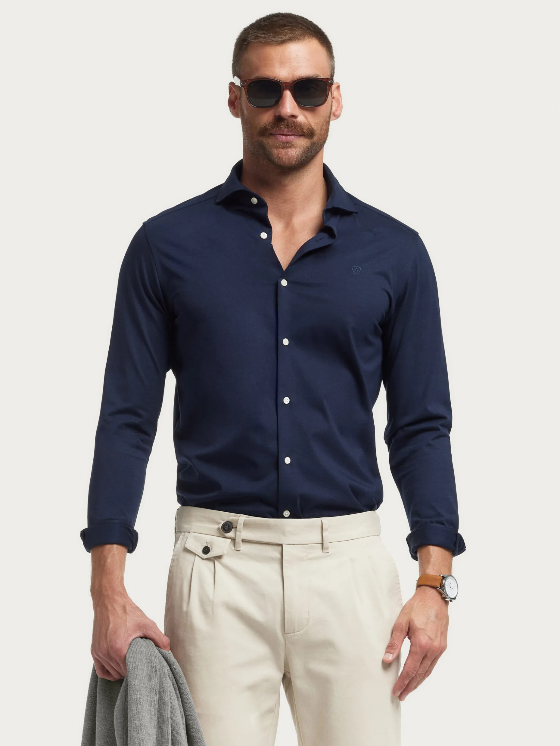 CAMISA PUNTO ELASTICO AZUL MARINO