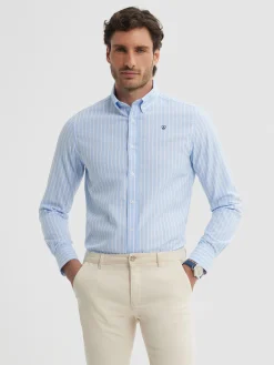 CAMISA RAYAS DUTTON CELESTE