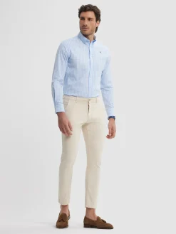 CAMISA RAYAS DUTTON CELESTE