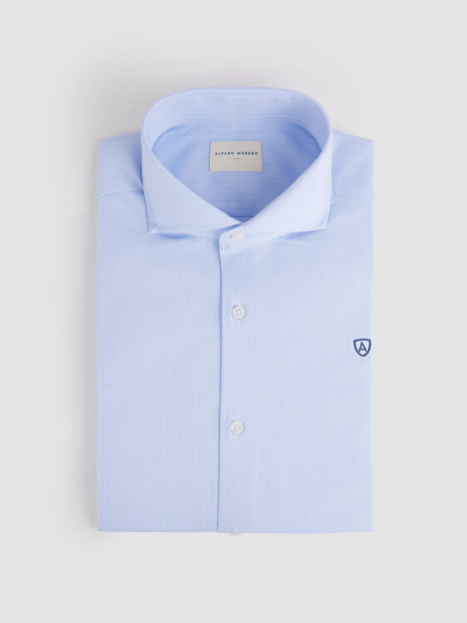 CAMISA VESTIR HERRINGBONE CELESTE
