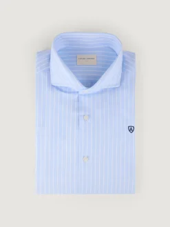 CAMISA VESTIR RAYAS CELESTE
