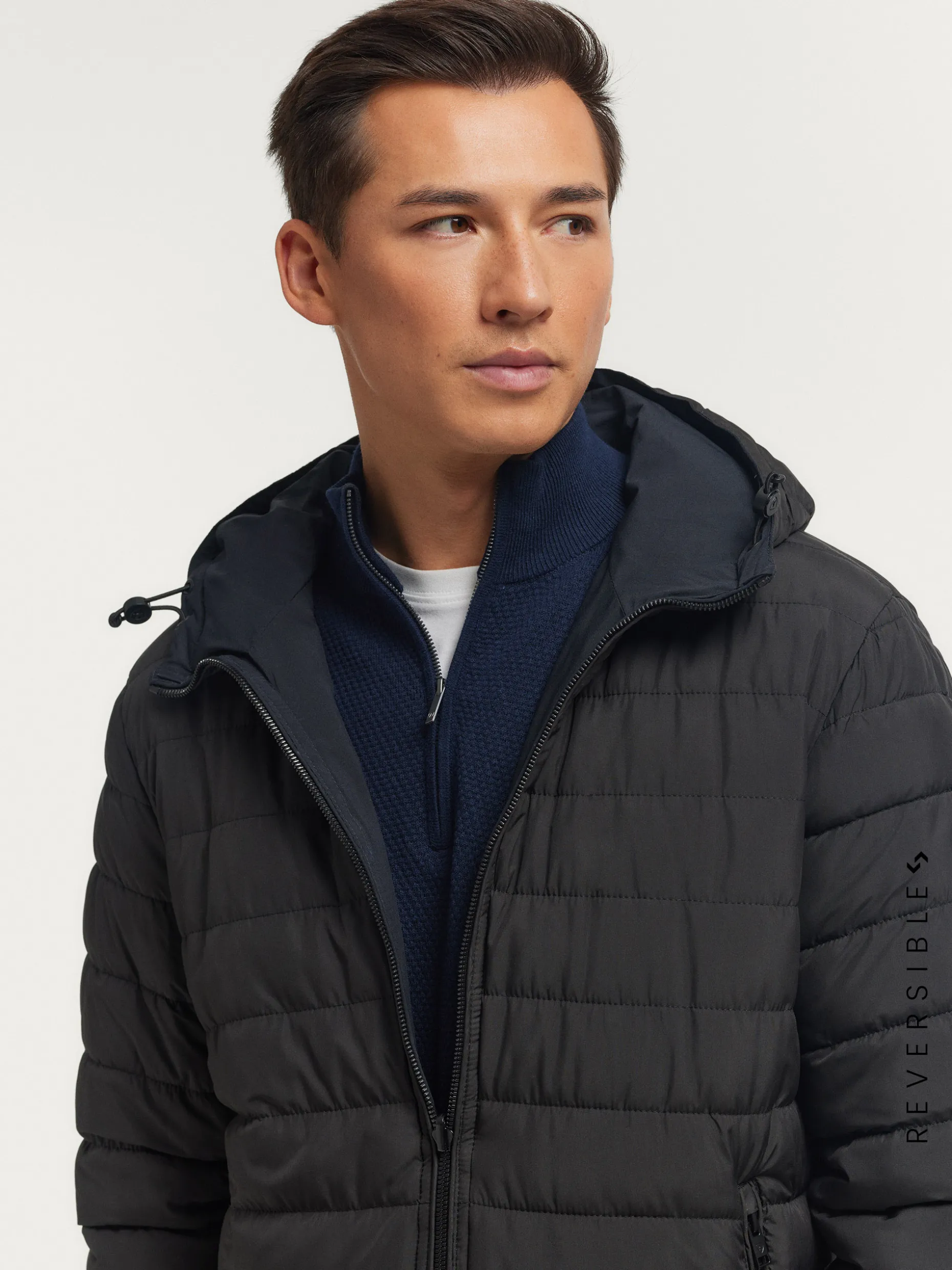 CAZADORA RATCHED REVERSIBLE AZUL MARINO | MARRÓN