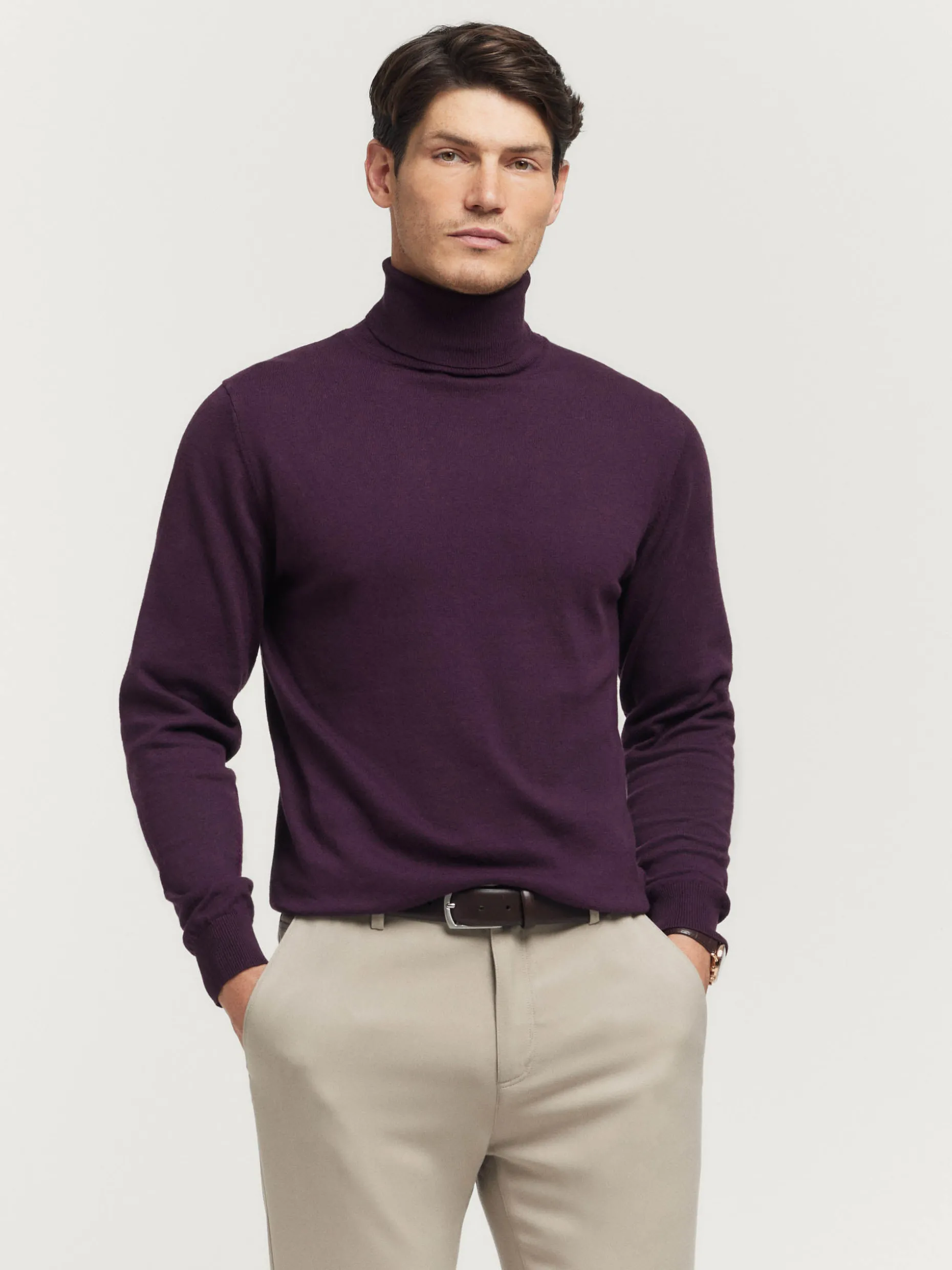 JERSEY ROLL COLLAR BURDEOS