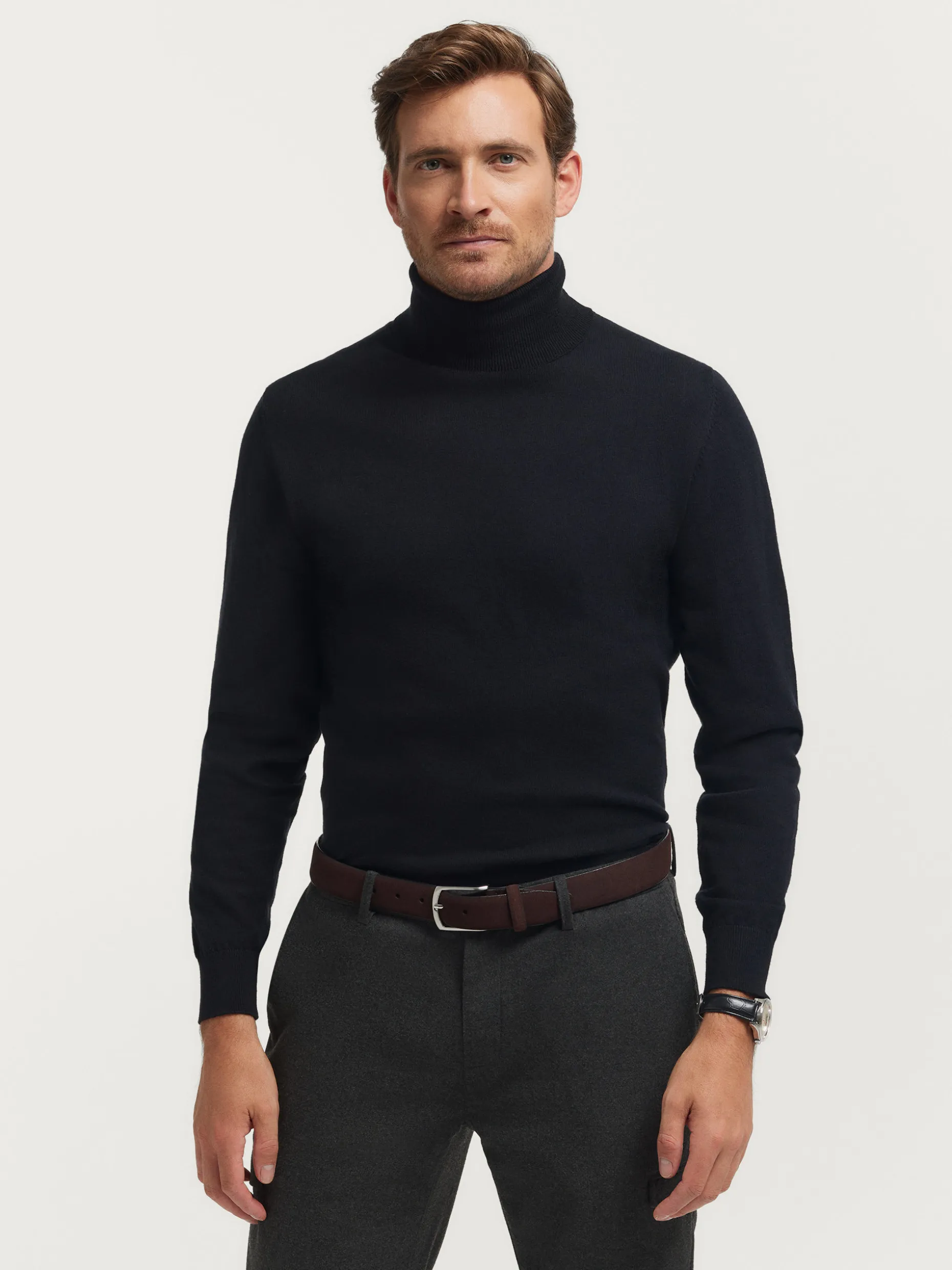 JERSEY ROLL COLLAR NEGRO