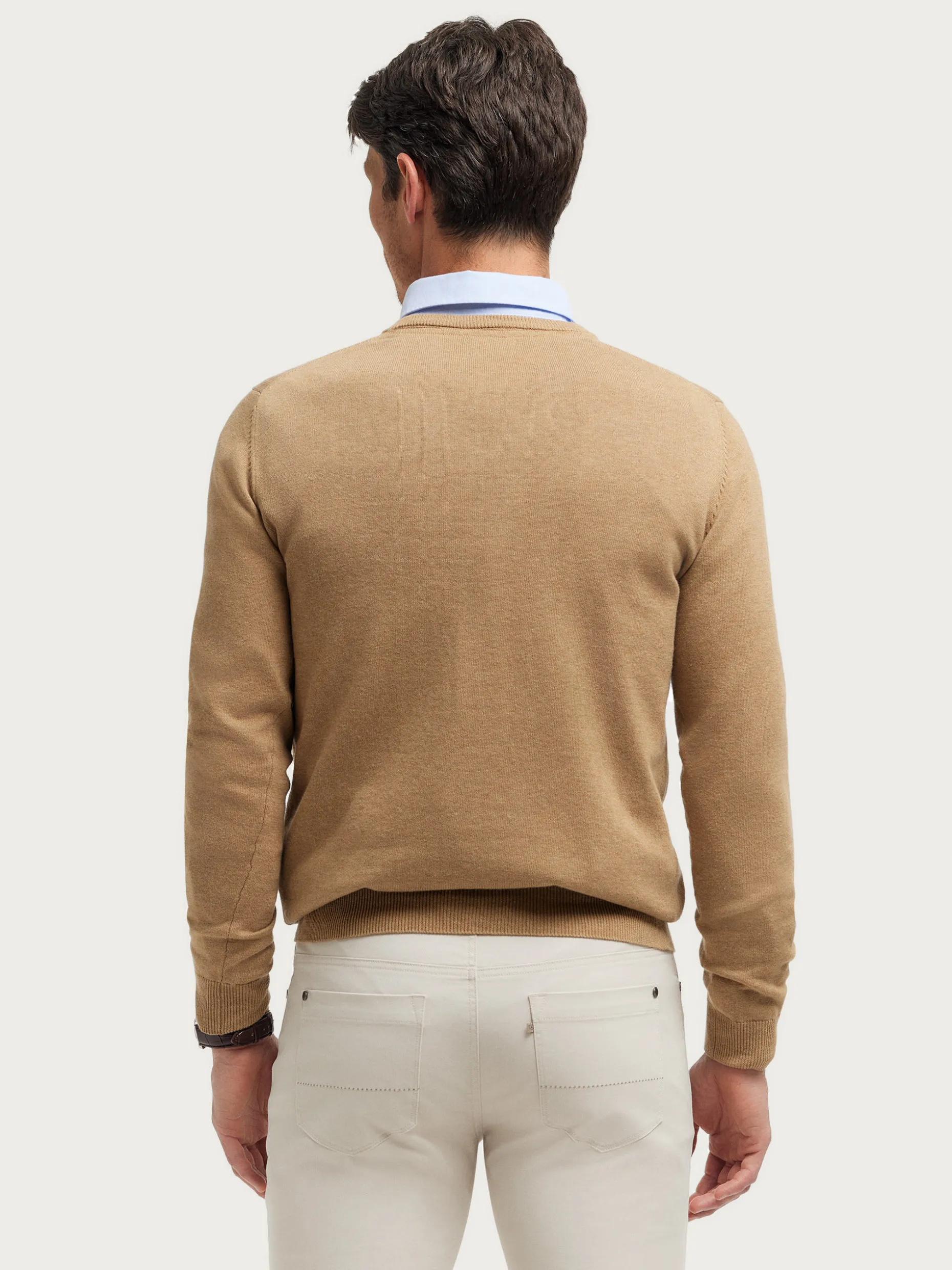 JERSEY V-NECK TRENDY CAMEL