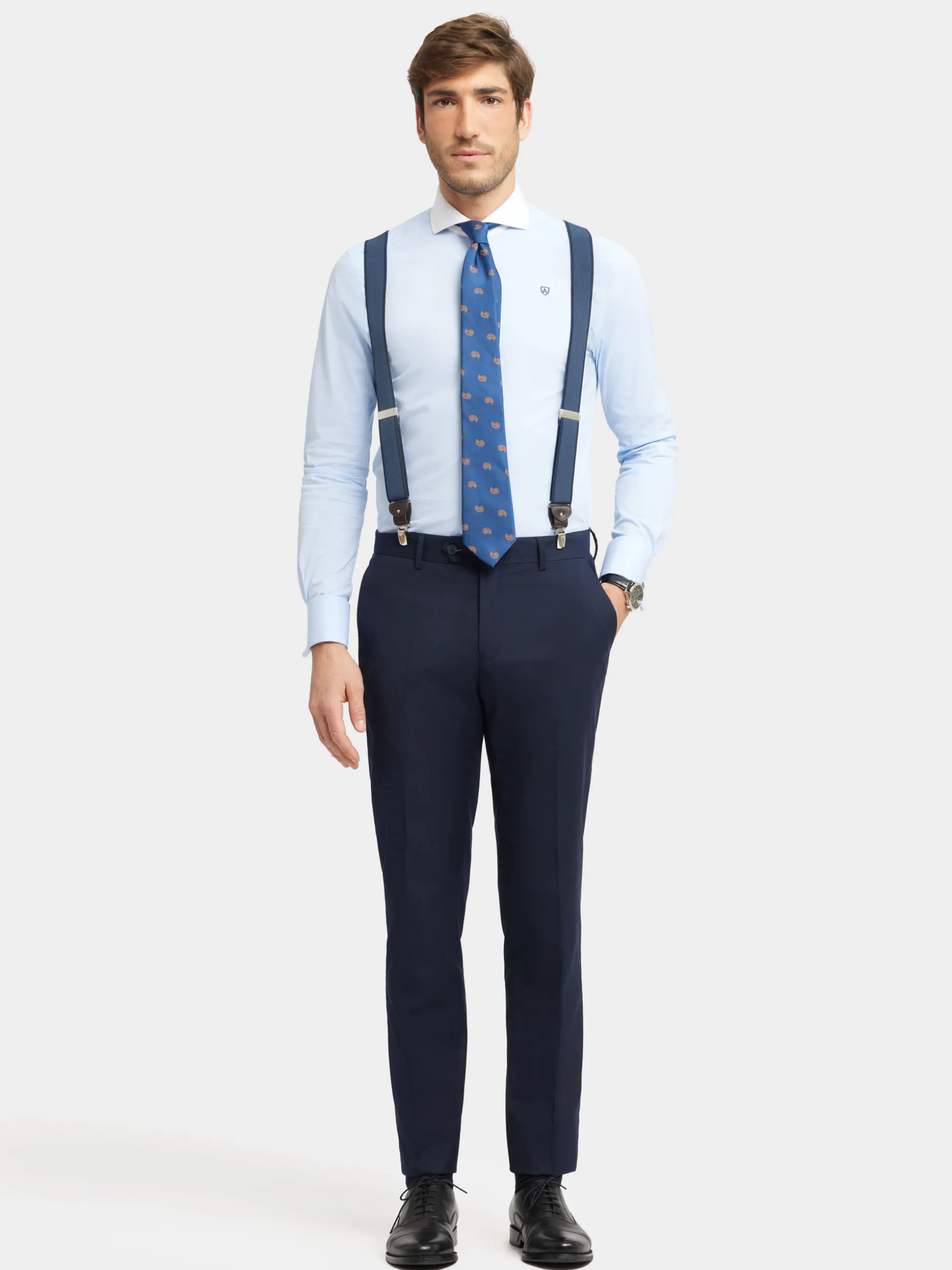 PANTALON TWILL CRUZADO AZUL MARINO