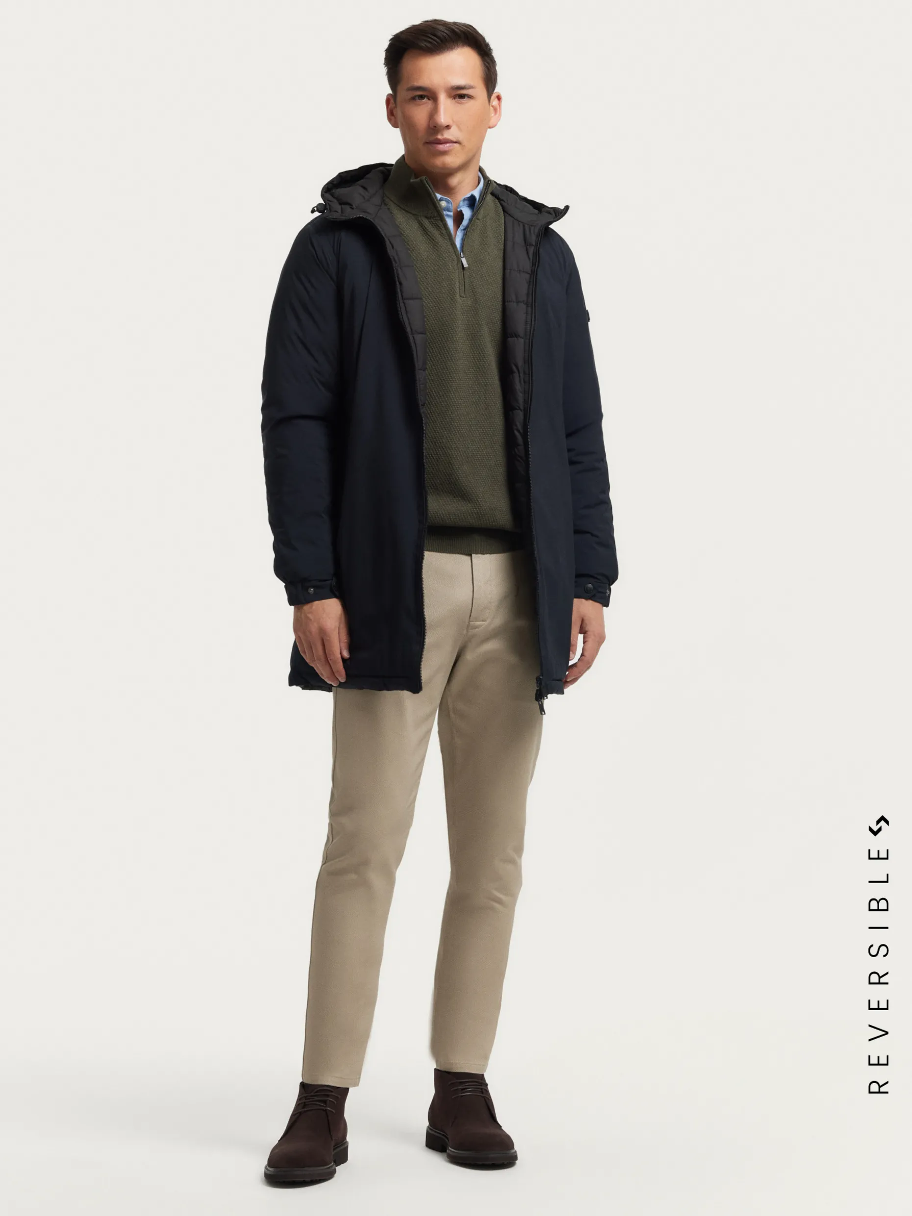 PARKA RATCHED REVERSIBLE AZUL MARINO | MARRÓN